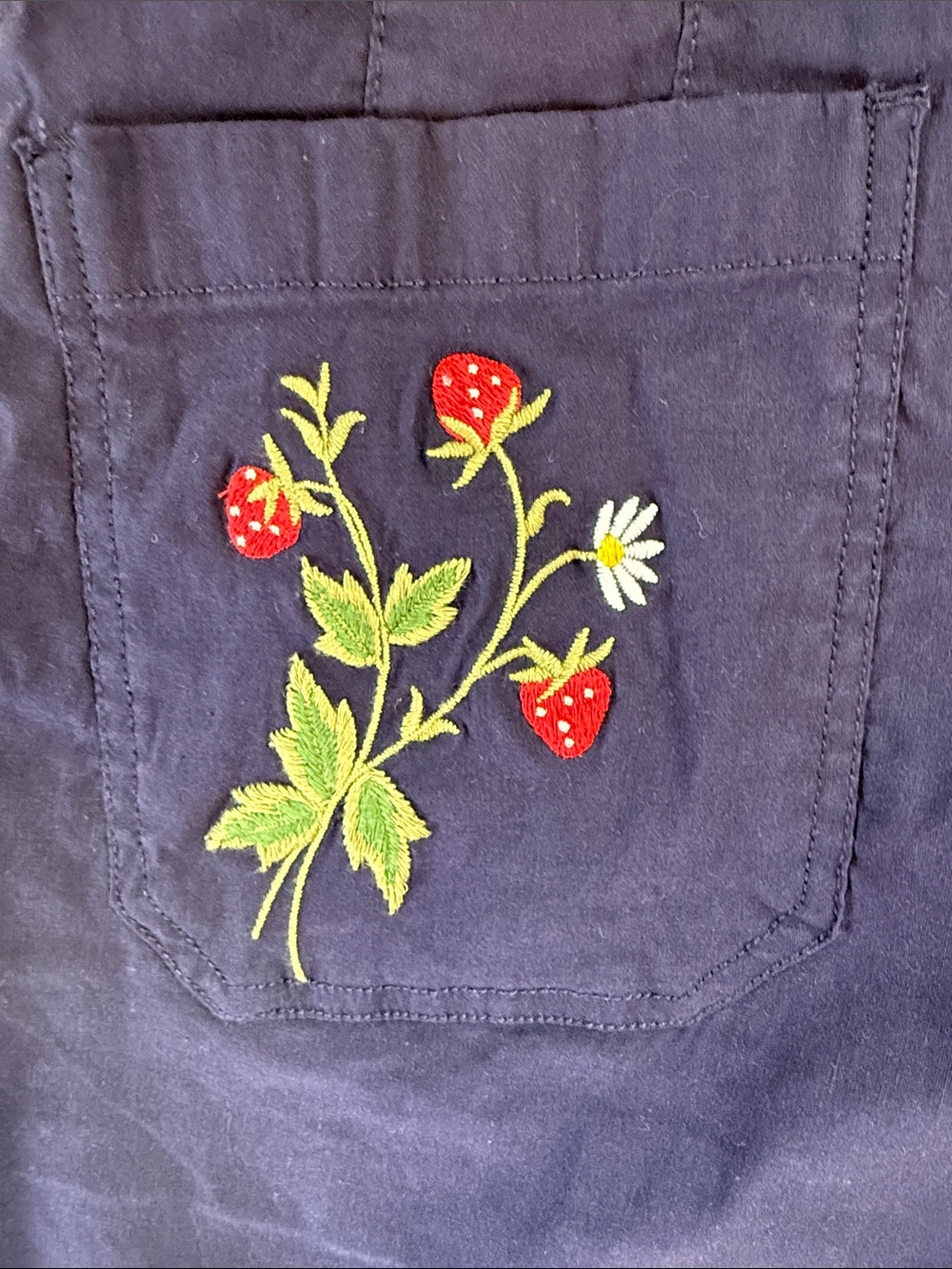 Anthropologie Maeve ‘Colette’ Navy Wide-Leg Pants with Strawberry Back Pockets - Picture 2 of 5